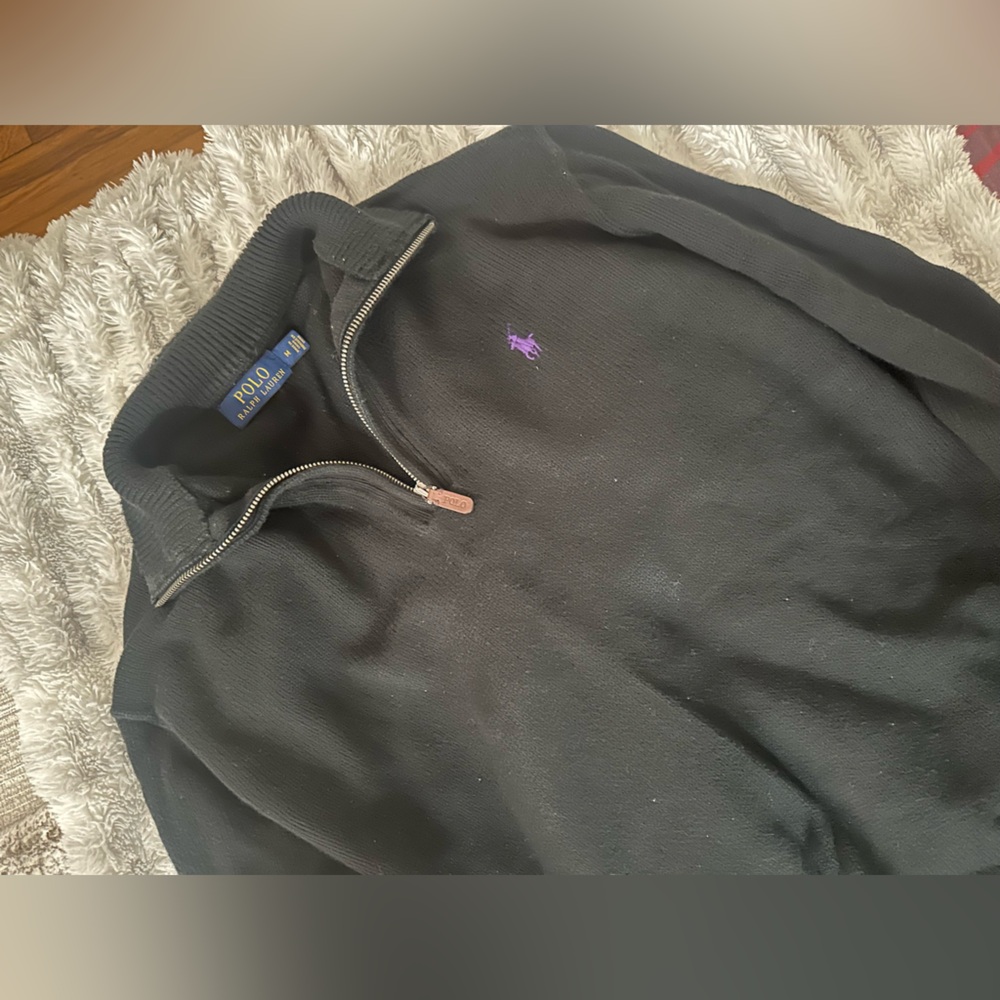 Polo by Ralph Lauren Black and Purple Zip-Up Sweater
Men’s polo estate rib
